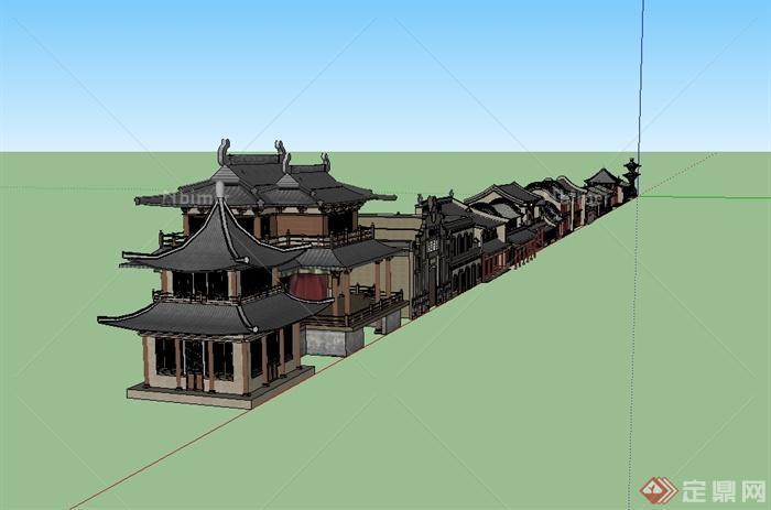 中国古典中式风格多种商业建筑楼su模型[原创]