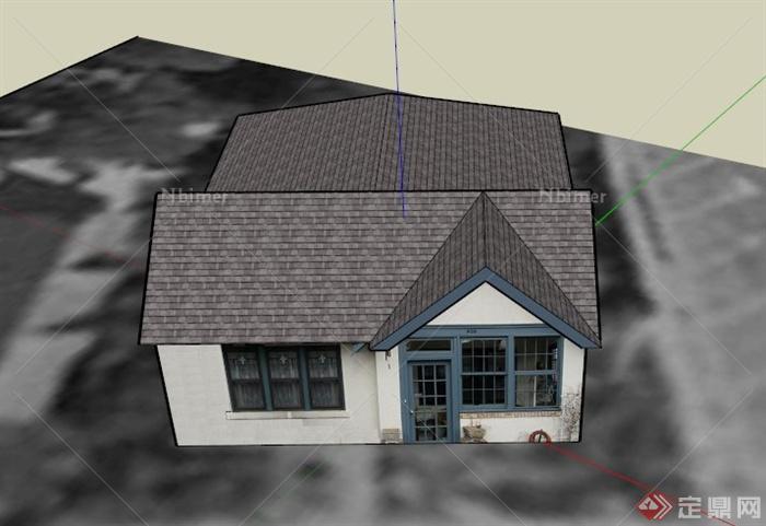 某现代方形农村居民住宅建筑设计SU模型