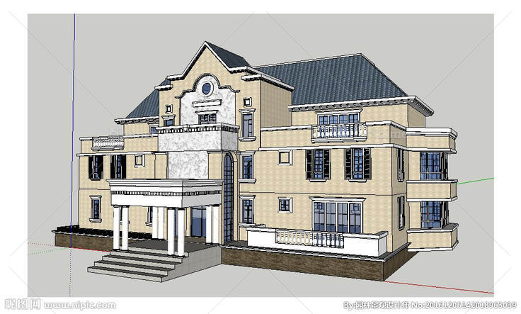 别墅建筑草图大师SU模型图片