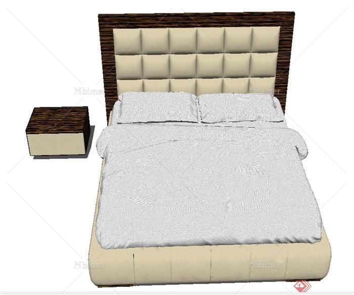 现代简约风格卧室双人床设计SU模型[原创]