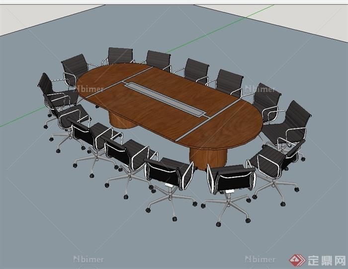 现代风格室内家具会议桌椅设计su模型[原创]
