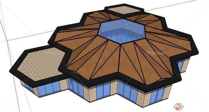 现代风格蜂巢状单层建筑设计su模型