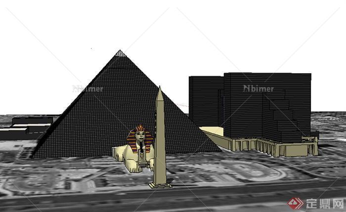 某旅游金字塔建筑设计SU模型