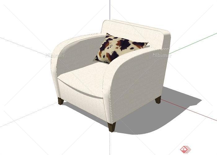 现代风格单人客厅沙发设计SU模型[原创]