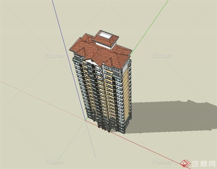 某欧式高层住宅小区楼设计su模型