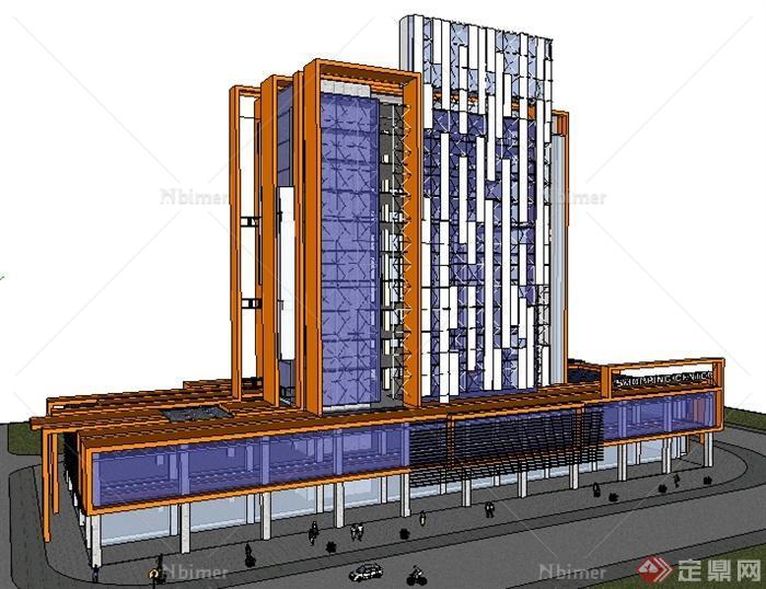 某现代购物中心商业办公建筑设计SU模型