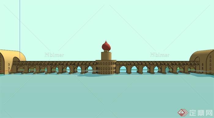 欧式过江大桥设计SU模型[原创]