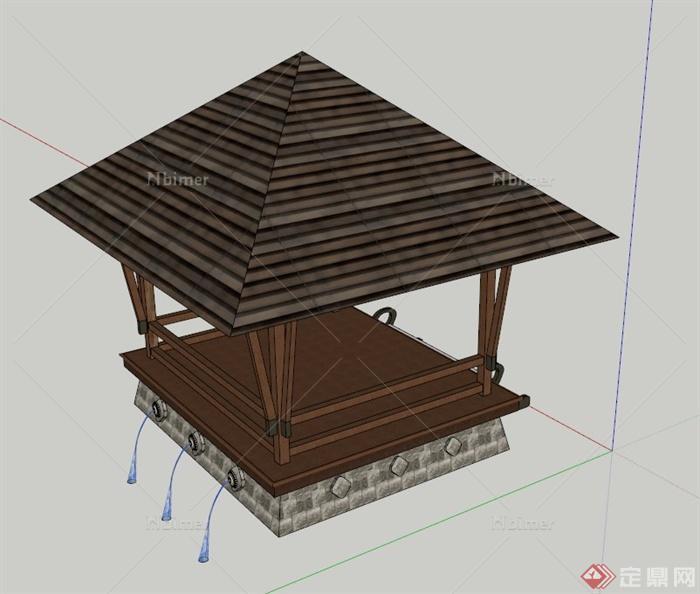 东南亚水景亭设计SU模型