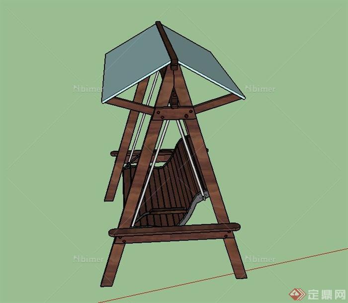 园林木制吊椅设计SU模型