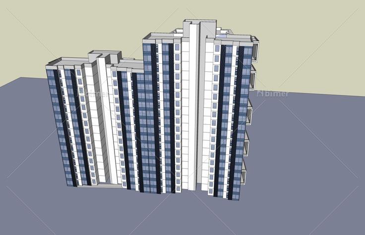 现代高层住宅楼(47029)su模型下载