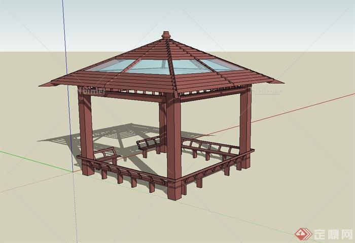 现代风格庭院玻璃亭设计su模型[原创]