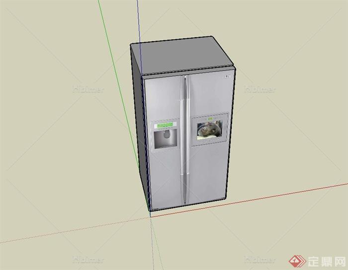 电器双开门冰箱设计su模型