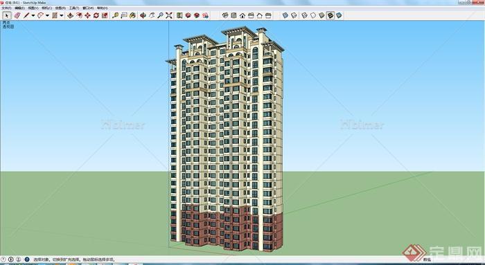 某现代风格高层住宅建筑设计方案SU模型17