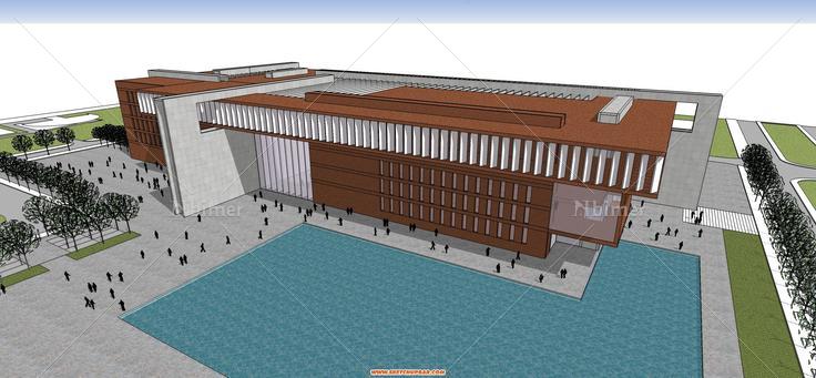 清华大学艺术公建博物馆（整套CAD+方案效图+SU模