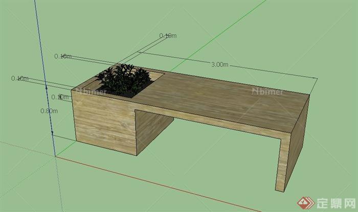 某花池坐凳设计SU模型