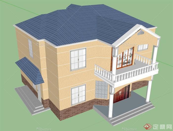 双层洋房别墅建筑设计SU模型