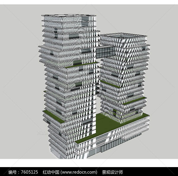 高层办公楼建筑草图大师SU模型