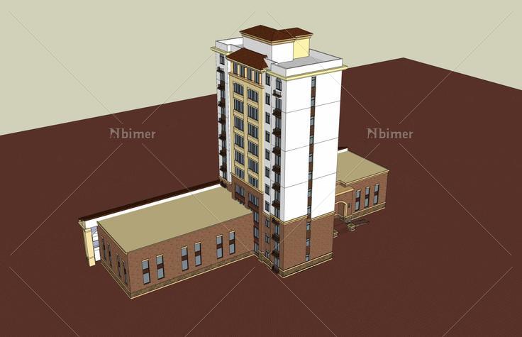 欧式高层商业住宅楼(46572)su模型下载