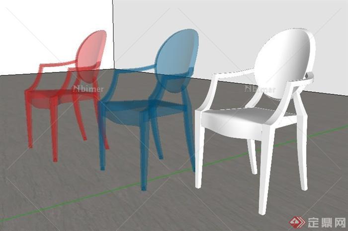 三款简约座椅设计su模型[原创]