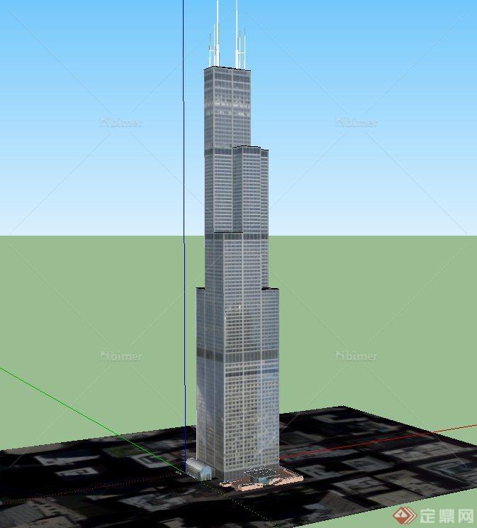 现代某高层移动办公建筑设计SU模型