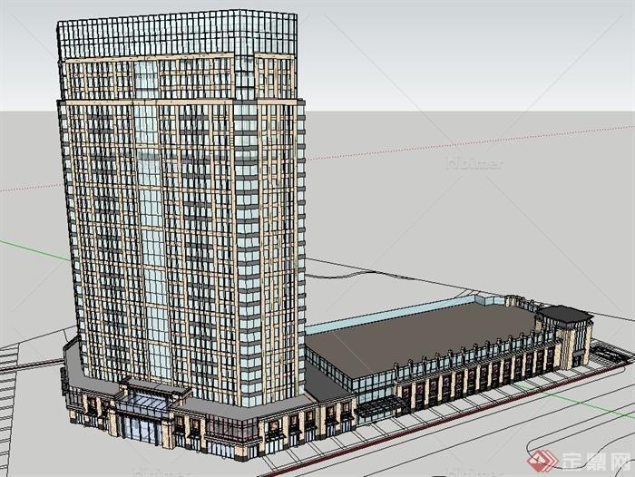 汕头某地商业楼建筑设计SU模型