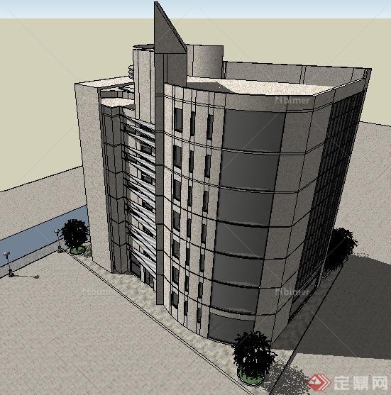 某现代小高层办公楼建筑设计SU模型