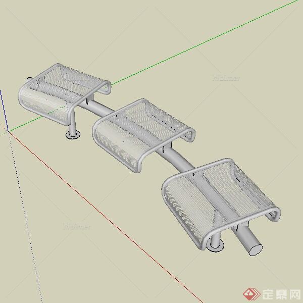一套公园3D钢铁凳SU模型素材