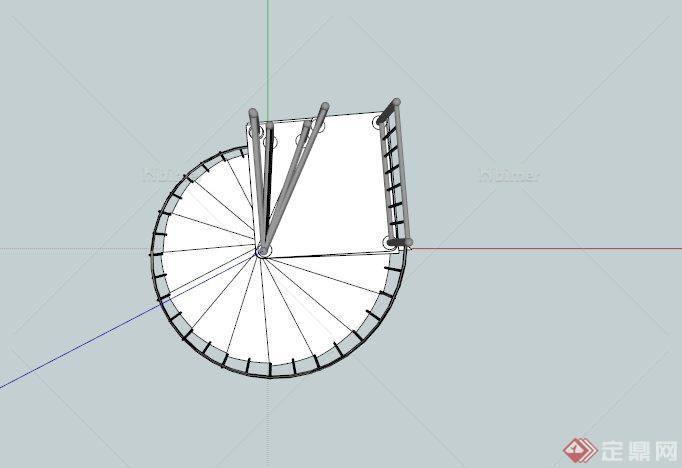 铁栏杆旋转楼梯建筑设计SU模型