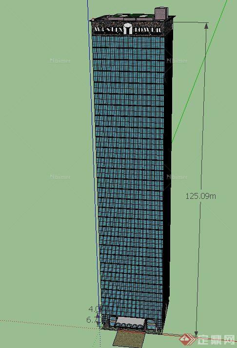 现代某方形高层大型酒店建筑设计SU模型