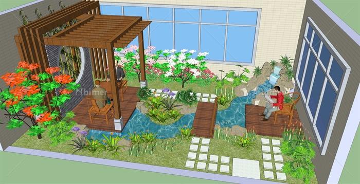 某现代风格滨水公园节点景观规划设计SU模型[原创