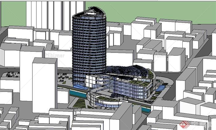 某地高层商业建筑大厦SU模型参考