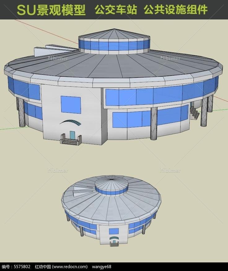 蒙古包汽车站站点SU模型