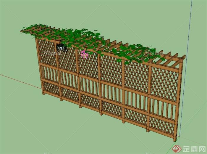 木花架墙设计SU模型