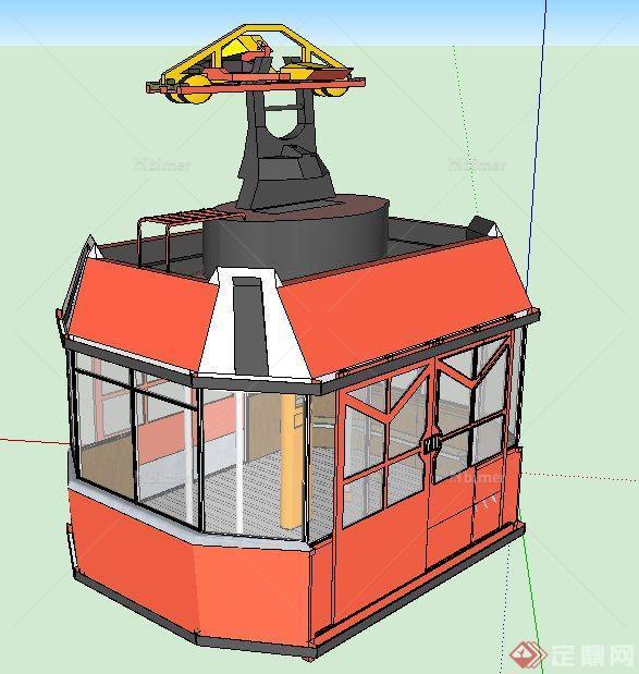 现代风格电缆车su模型