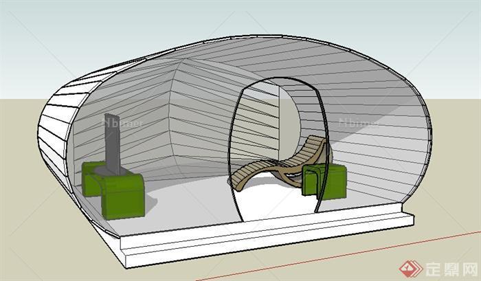 某园林室外特色休息室设计SU模型