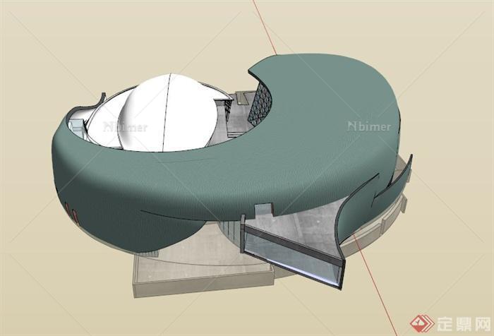 现代某文化中心建筑设计SU模型