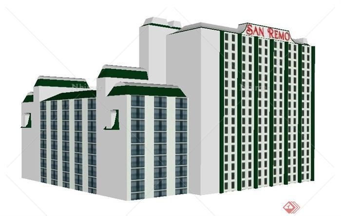 现代简约风格高层办公楼建筑设计su模型