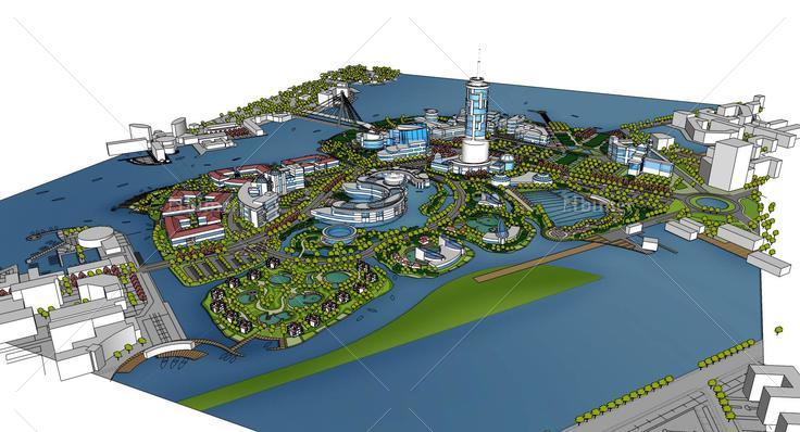 大型城市设计规划高精模型(105676)su模型下载