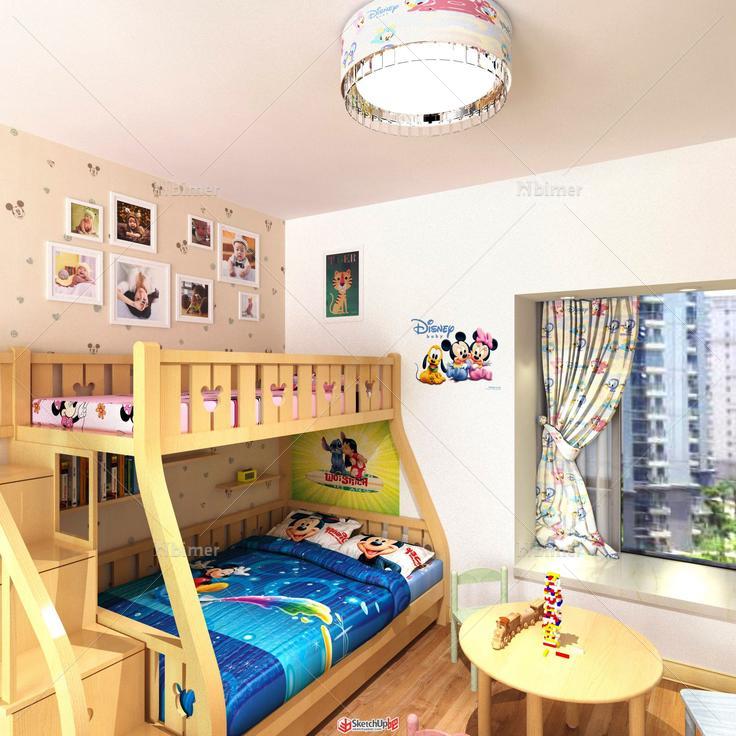 酷漫居迪士尼儿童床模型，自己家设计时做的，拿