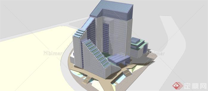 现代风格生态型办公楼建筑设计方案su模型[原创]