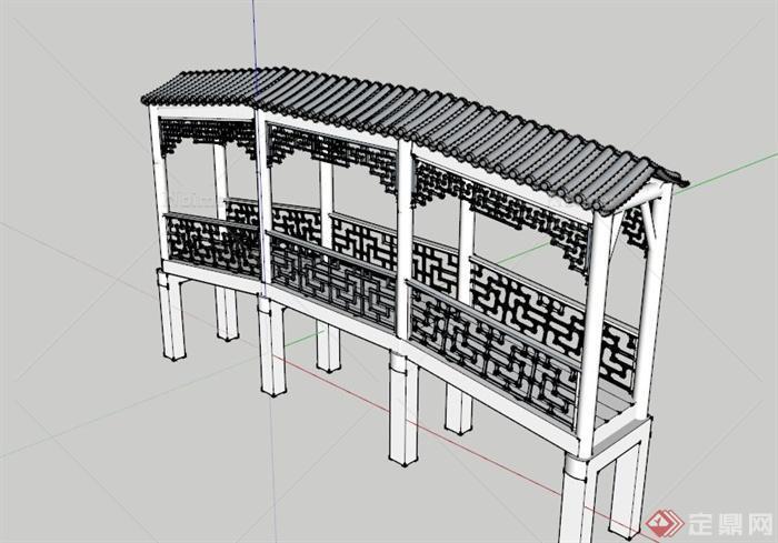 古典中式桥廊SU模型