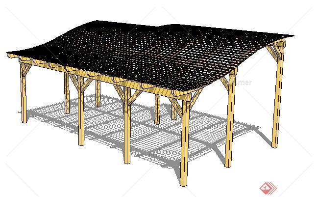 园林景观之木廊架设计su模型