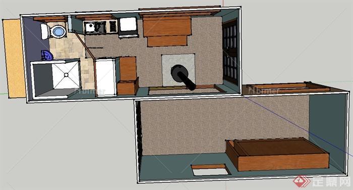 某住宅空间室内厨卫设施设计SU模型