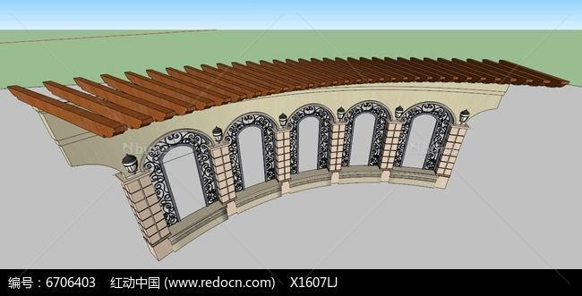 欧式铁艺拱形门木质弧形廊架