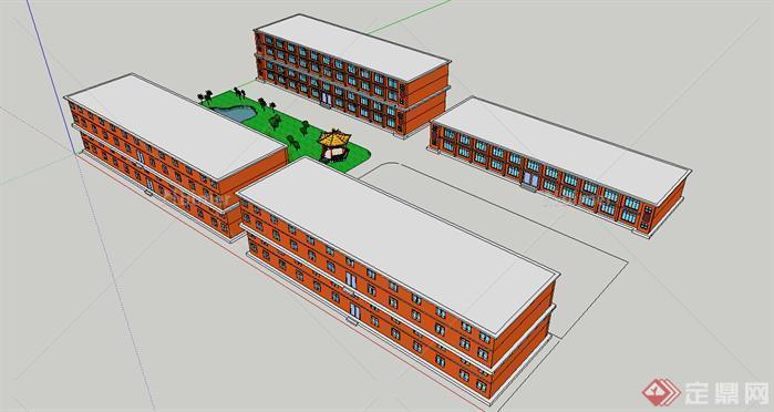 某中学建筑景观规划设计SU模型