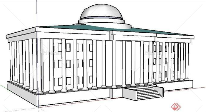 一栋现代风格三层建筑设计su模型