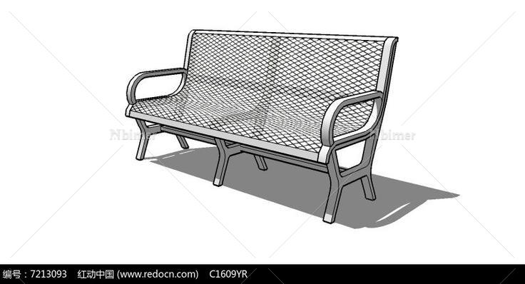 白色铁艺网面带靠背座椅SU模型
