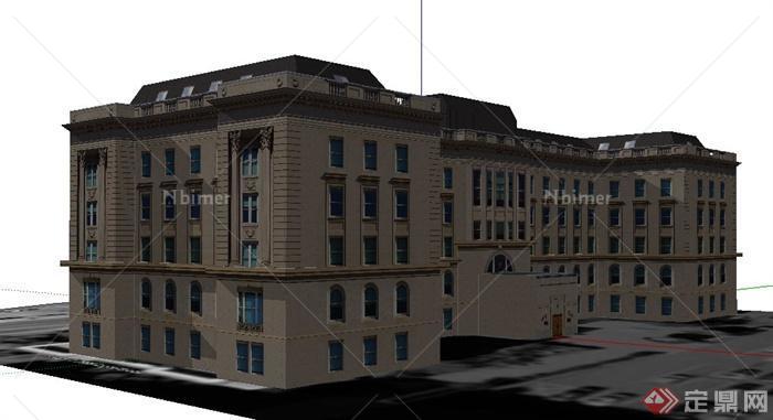 欧式风格五层行政中心办公建筑设计su模型