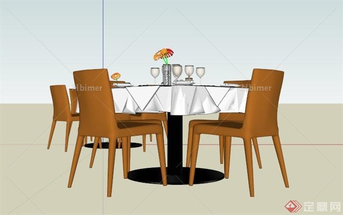 两个餐厅桌椅组合设计SU模型[原创]