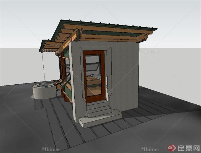 某现代风格单层住宅楼建筑su模型[原创]